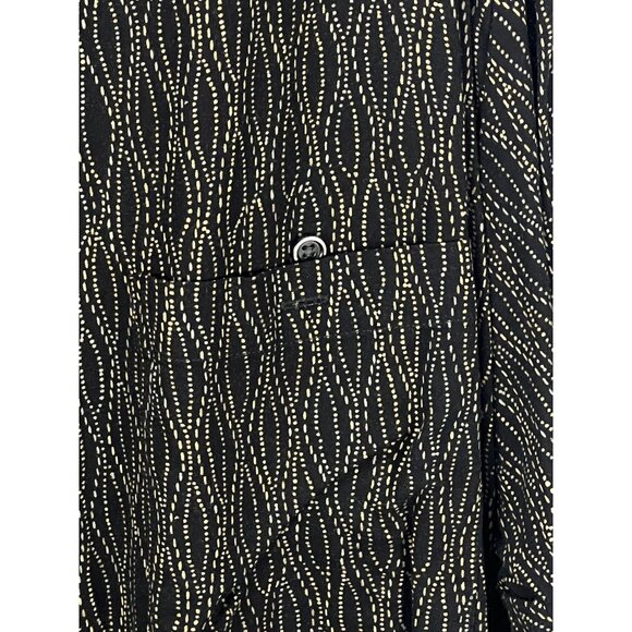 John Henry Men's Button-Up Shirt Black Gold Pattern M Oversized Short Sleeve - Picture 7 of 9